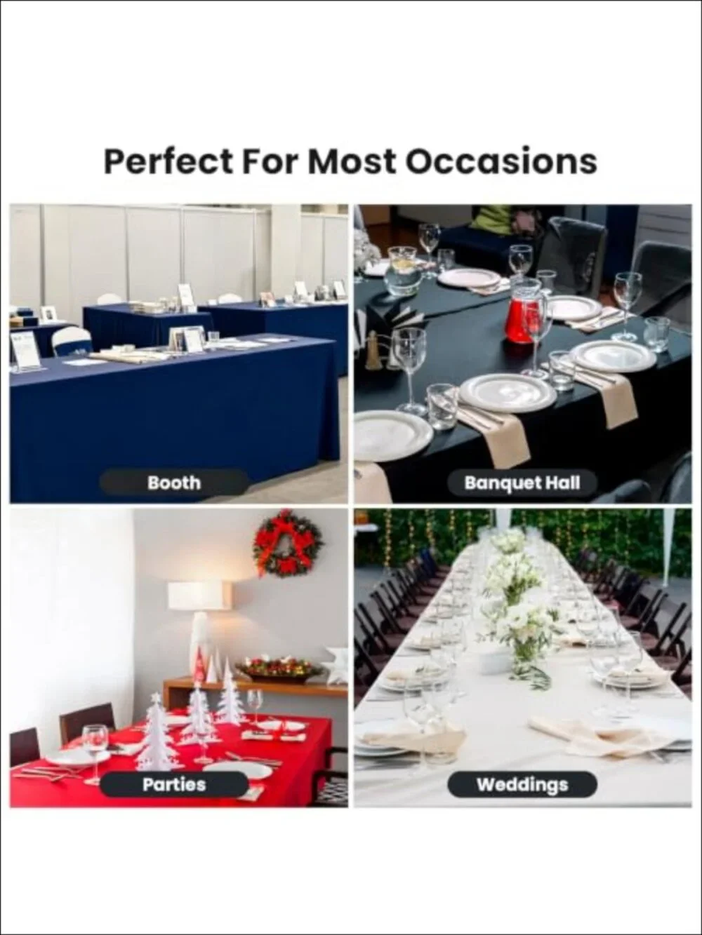 2 Pack Fitted Tablecloth Water Resistant Polyester for 6 Foot Tables